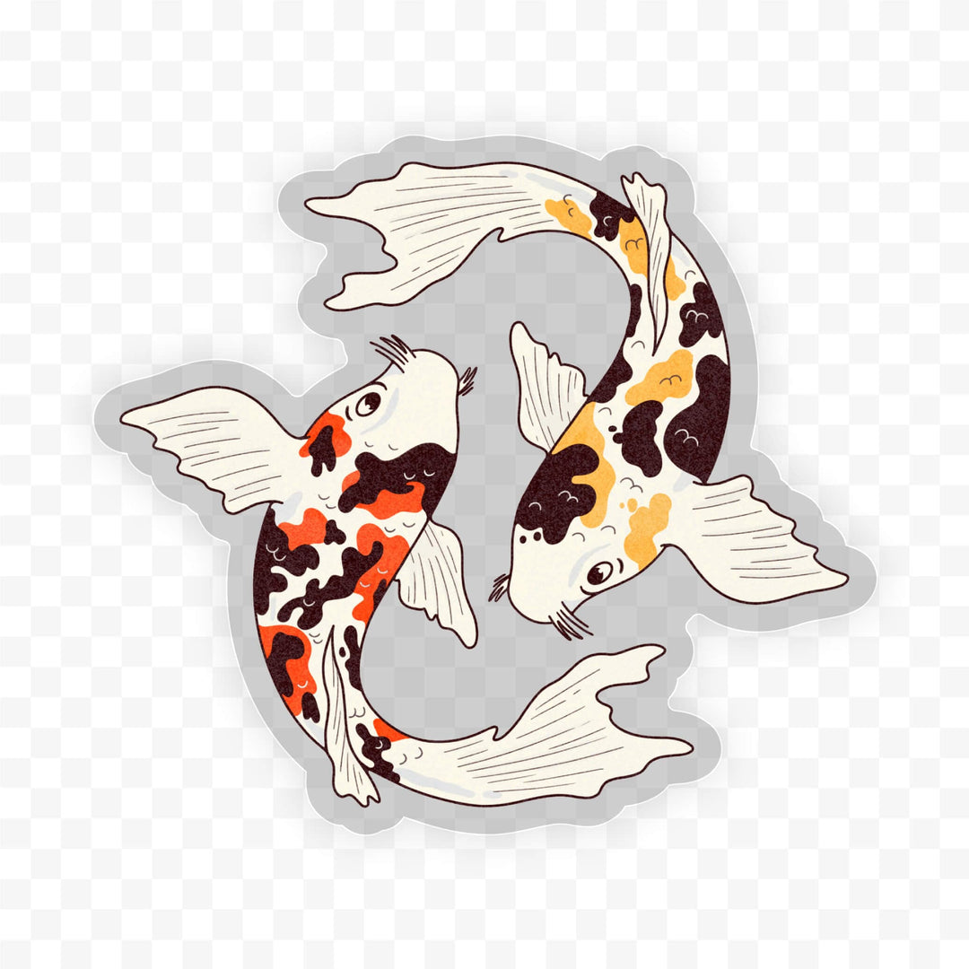 Koi Fish Yin & Yang Clear Sticker