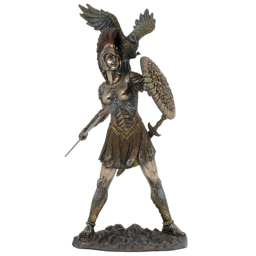 Greek Goddess Athena with Owl Figurine