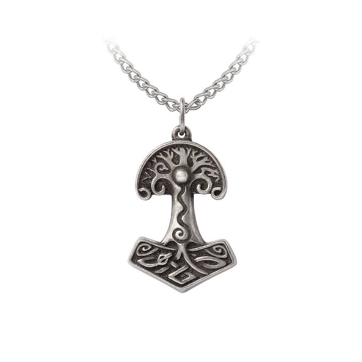 Yggdrasil Necklace - Viking World Tree Pendant with Celtic Patterns in Pewter