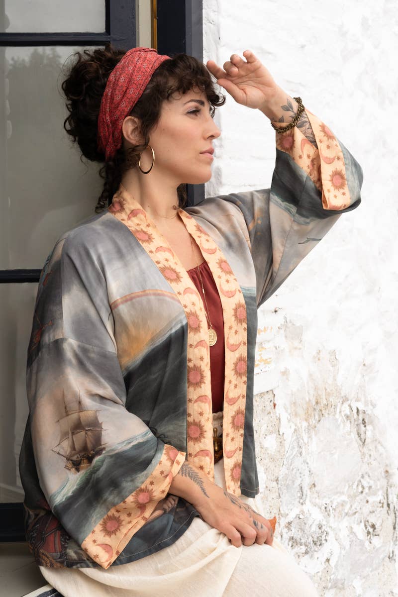 Hold Fast Pixie Duster Cropped Kimono | Vintage Nautical Art Print | Market of Stars