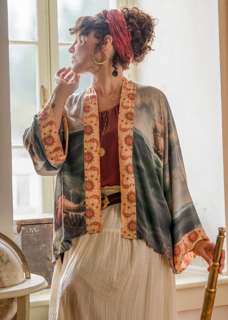 Hold Fast Pixie Duster Cropped Kimono | Vintage Nautical Art Print | Market of Stars