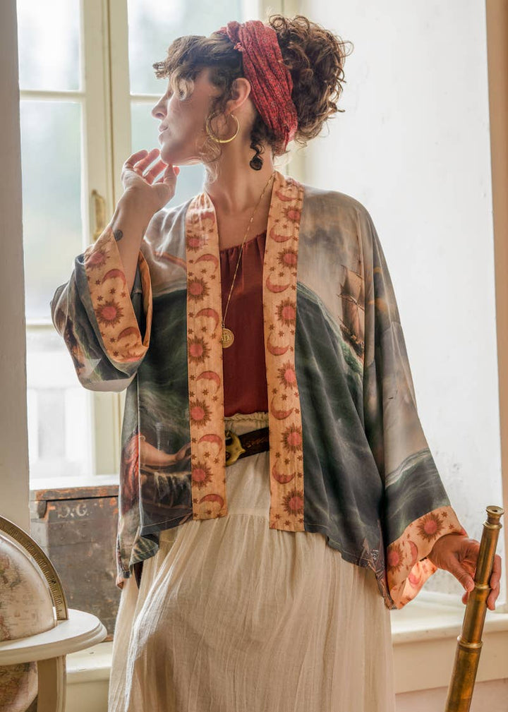 Hold Fast Pixie Duster Cropped Kimono | Vintage Nautical Art Print | Market of Stars