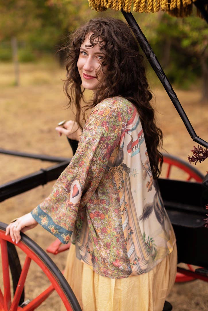 Love Revolution Crop Kimono | 1892 Woman on Horseback Print | Market of Stars