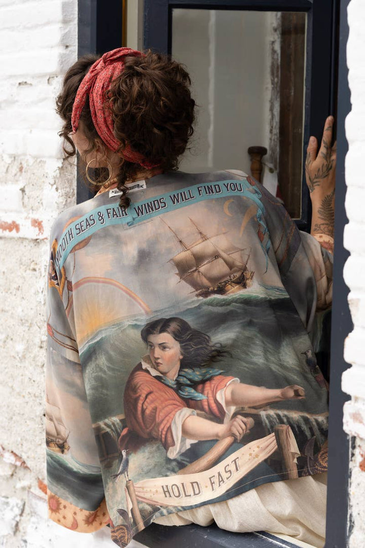 Hold Fast Pixie Duster Cropped Kimono | Vintage Nautical Art Print | Market of Stars