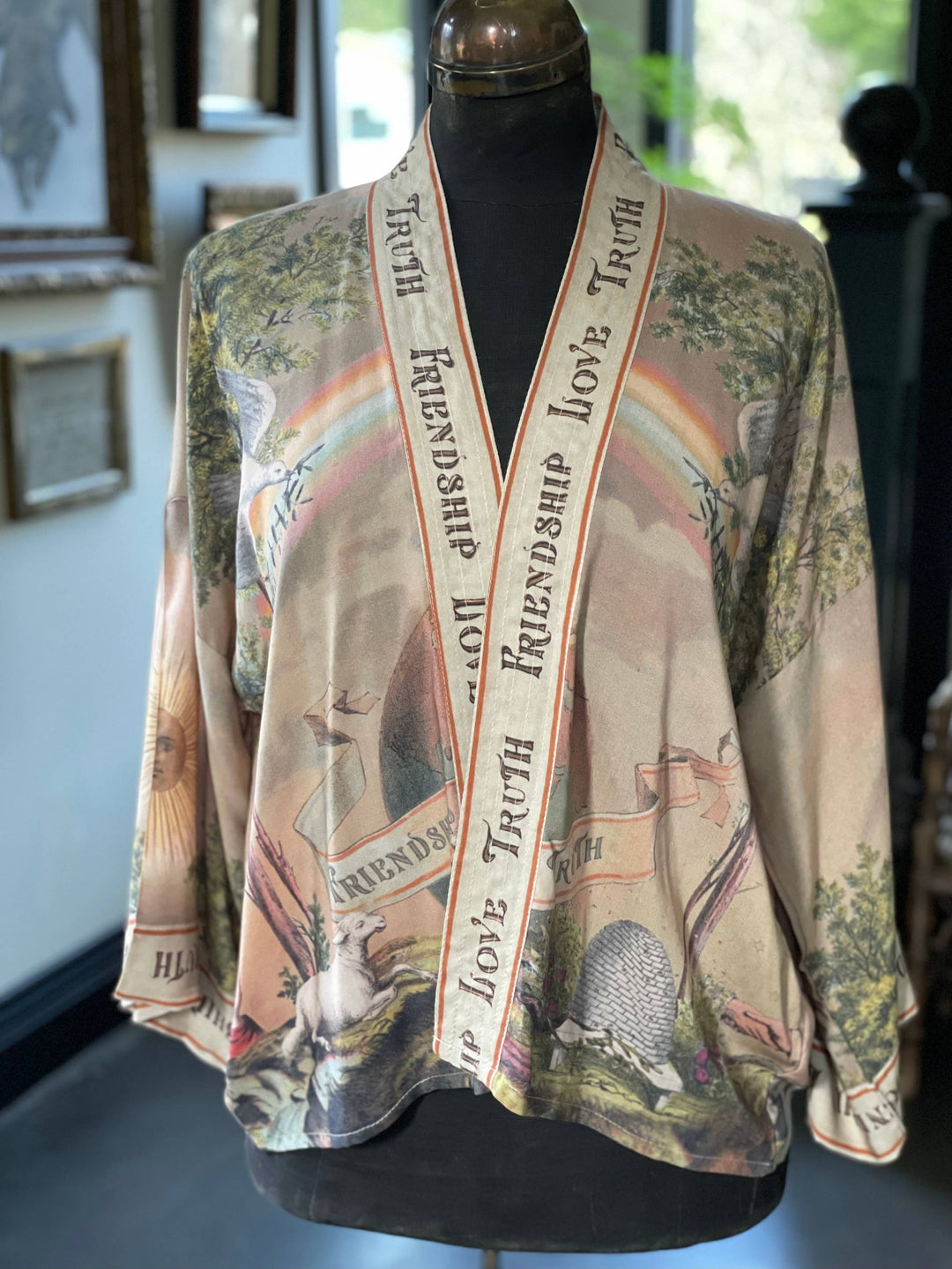 Friendship Love &amp; Truth Vintage Wash Pixie Duster Kimono | Boho Art Print | Market of Stars