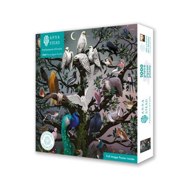 Anna Stead Parliament of Fowls 1000-Piece Sustainable Jigsaw Puzzle – Flame Tree