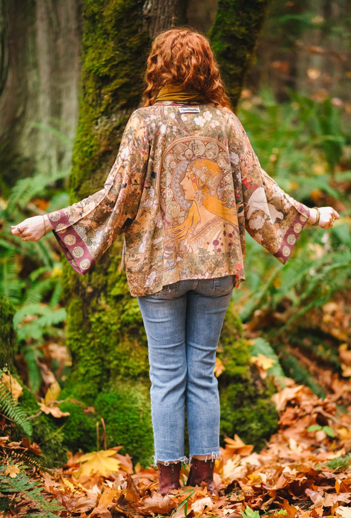 Dream Weaver Pixie Duster Cropped Kimono | Mucha Zodiac Art | Market of Stars