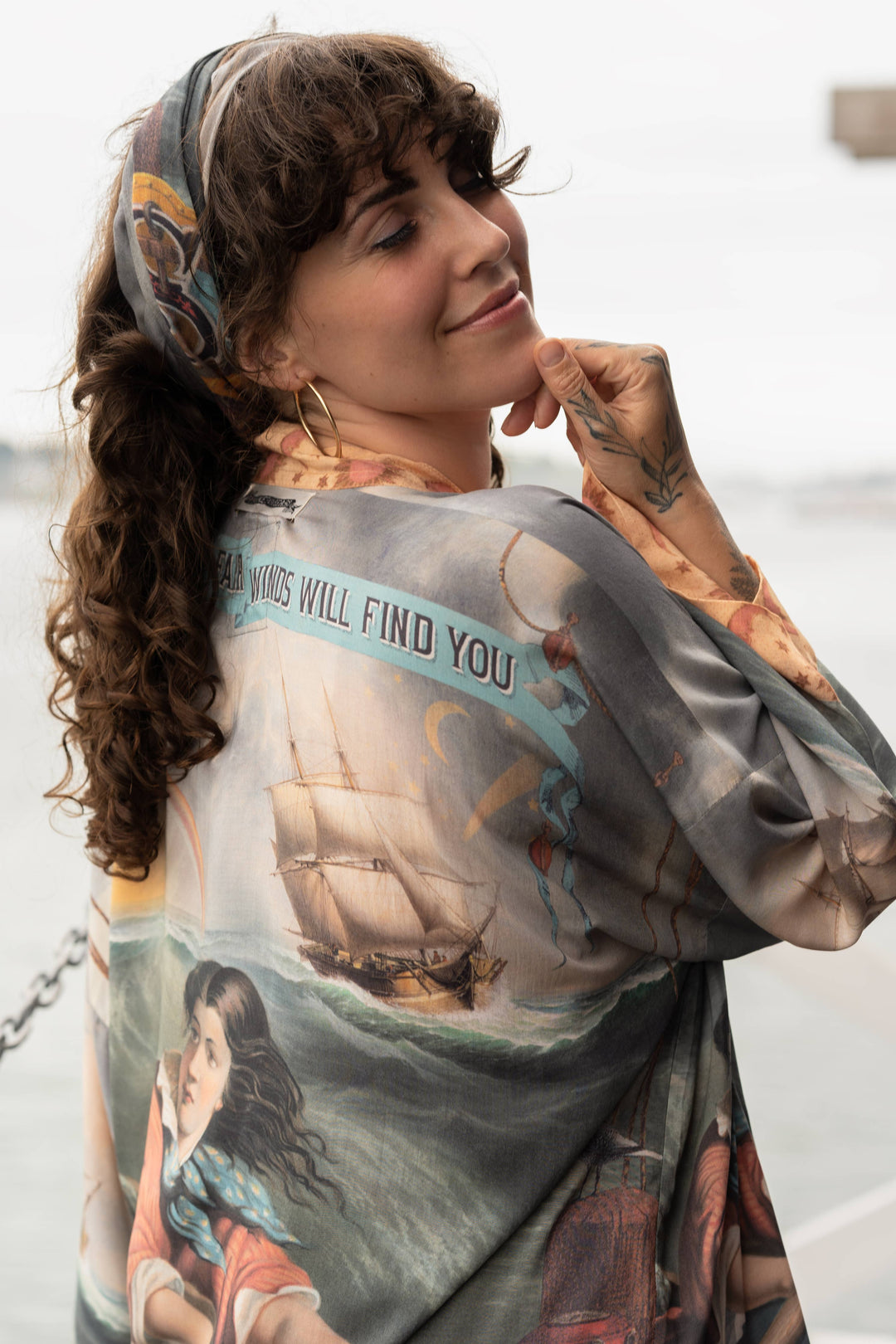 Hold Fast Pixie Duster Cropped Kimono | Vintage Nautical Art Print | Market of Stars