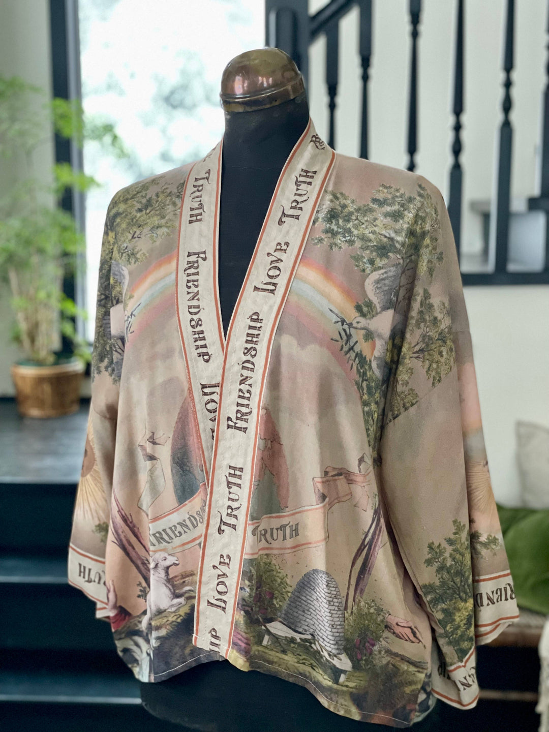 Friendship Love &amp; Truth Vintage Wash Pixie Duster Kimono | Boho Art Print | Market of Stars