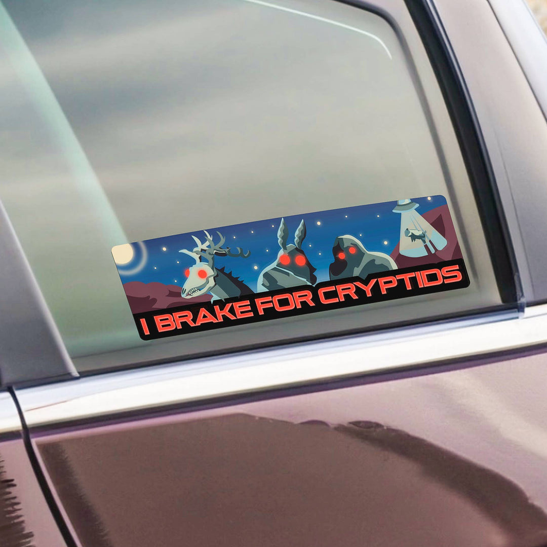 "I Brake For Cryptids" Bumper Sticker