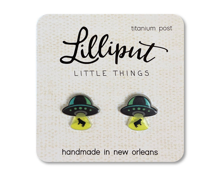 UFO Abducting Cow Earrings