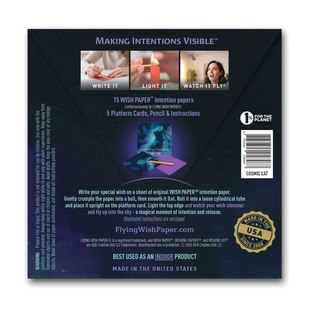 Flying Wish Paper® Cosmic Cat Intention Kit — Write It, Light It, Watch It Fly