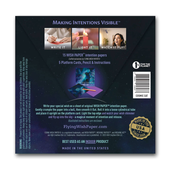 Flying Wish Paper® Cosmic Cat Intention Kit — Write It, Light It, Watch It Fly