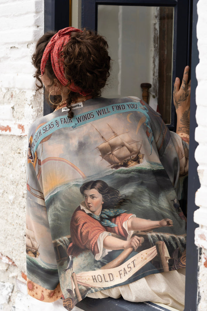 Hold Fast Pixie Duster Cropped Kimono | Vintage Nautical Art Print | Market of Stars