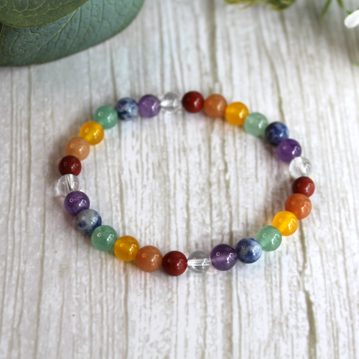 Chakra 6mm Round Bead Bracelet