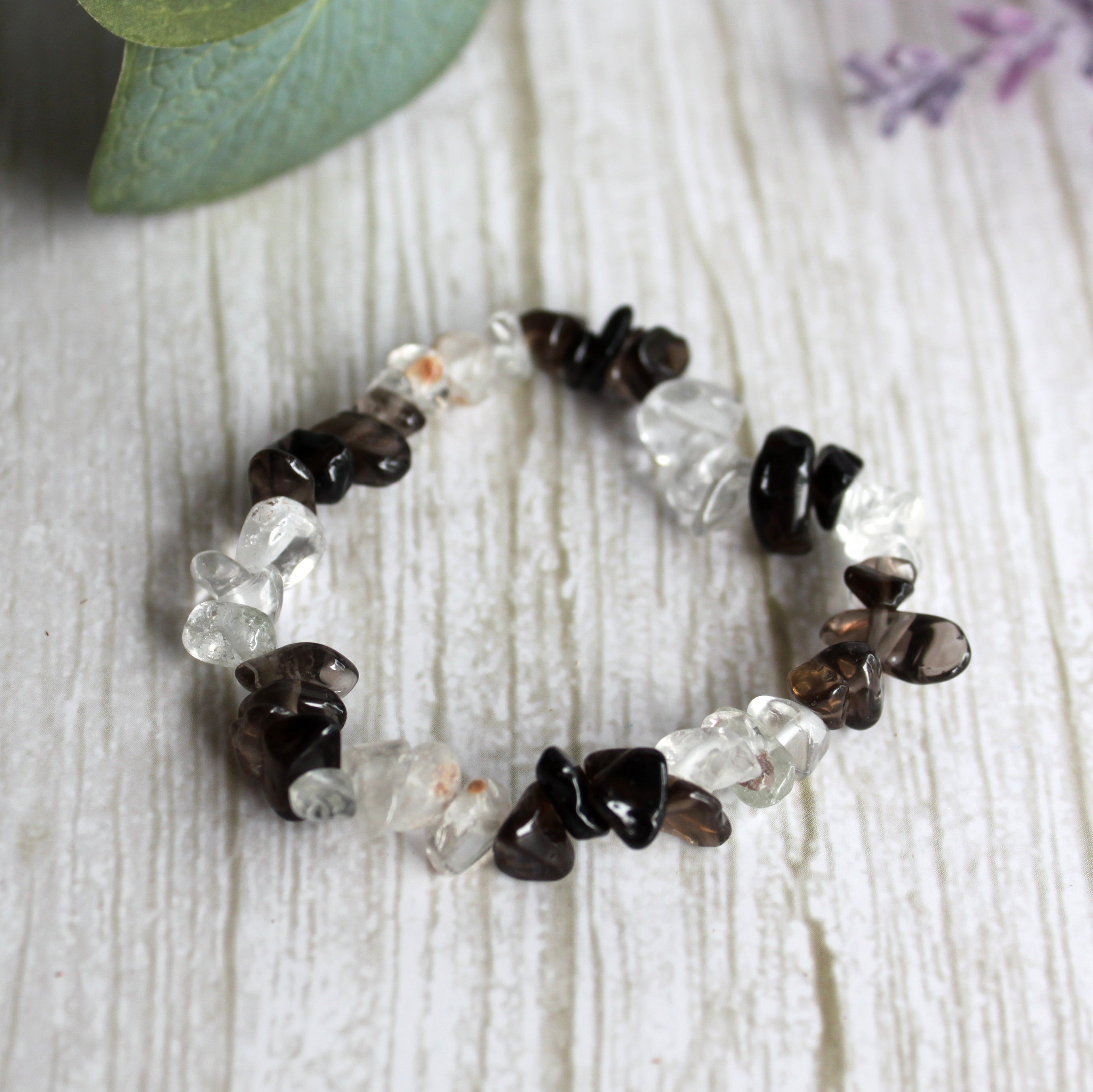 Natural Clear Quartz Tumbled Stone Stretch Bracelet, Gemstone Crystal Healing Energy Band