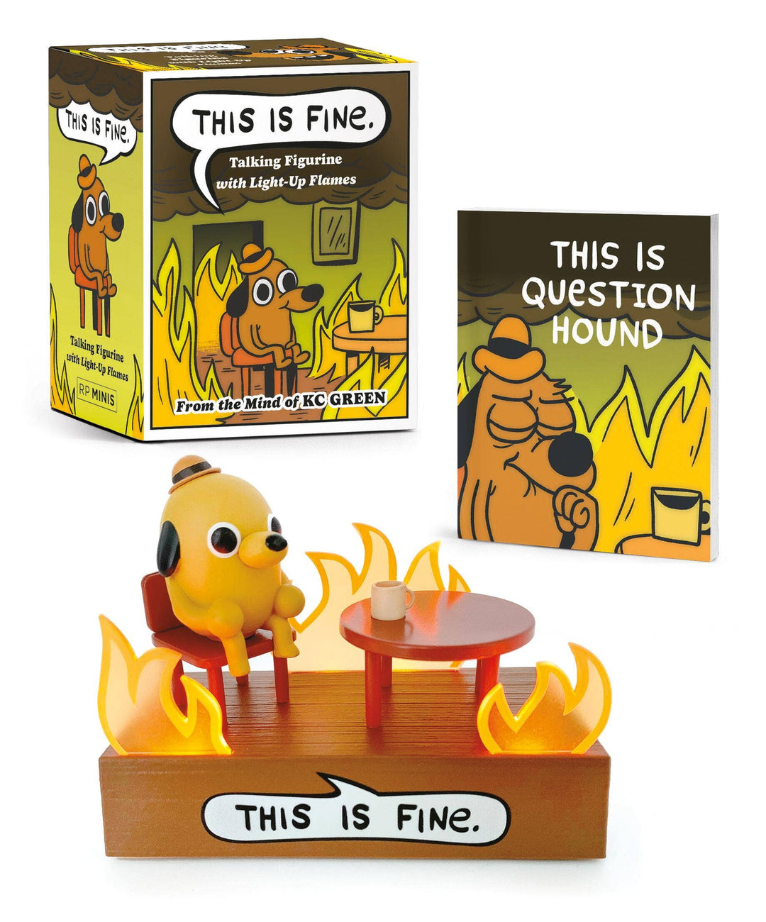 This is fine meme dog talking figurine