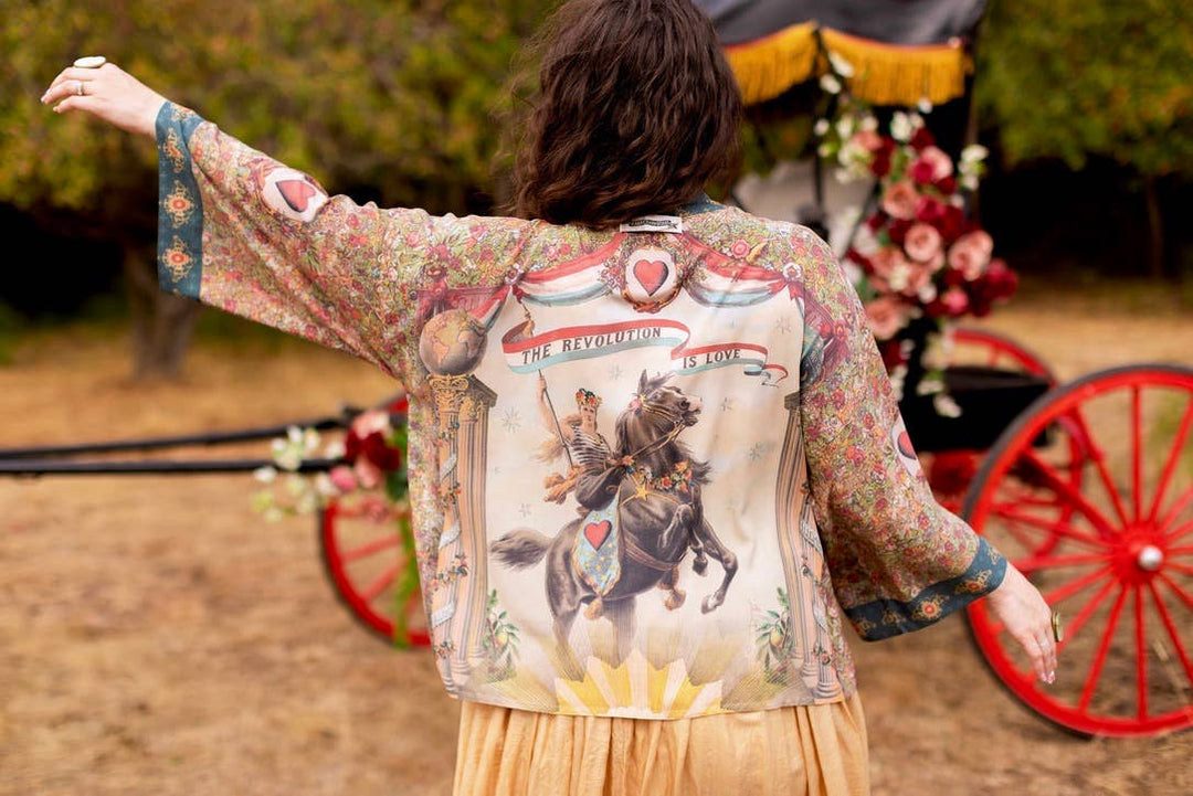 Love Revolution Crop Kimono | 1892 Woman on Horseback Print | Market of Stars