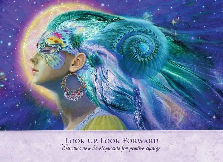 Empowerment message Look Up, Look Forward card from Angel Power Wisdom oracle deck by Gaye Guthrie