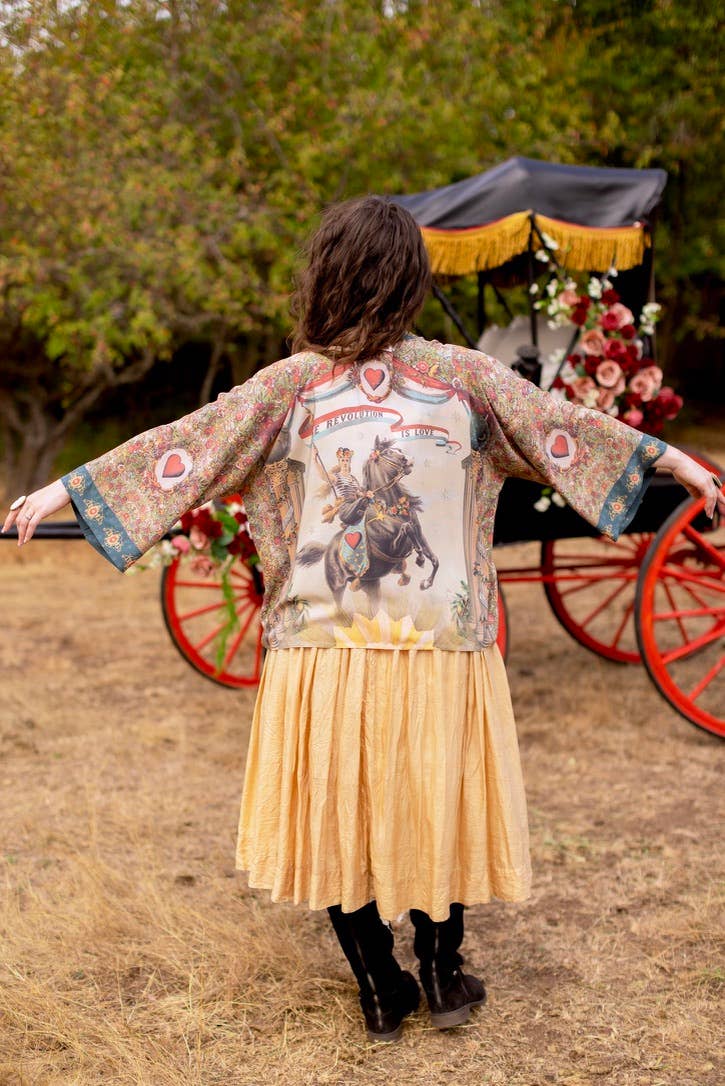 Love Revolution Crop Kimono | 1892 Woman on Horseback Print | Market of Stars