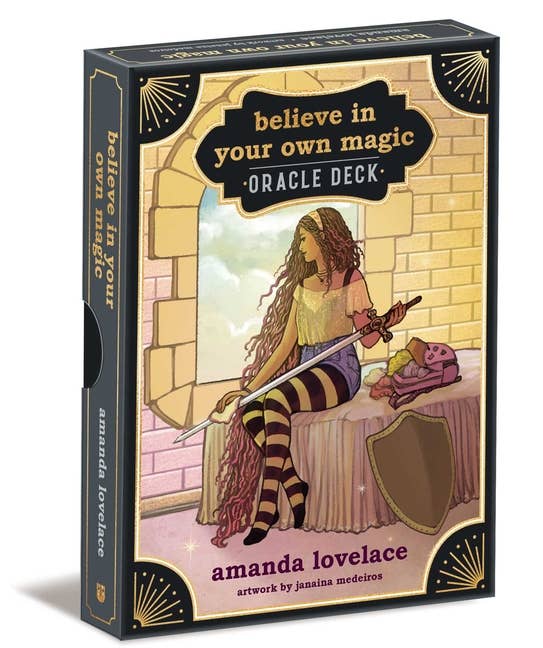 Believe in Your Own Magic oracle deck box by bestselling poet Amanda Lovelace with fairy tale artwork