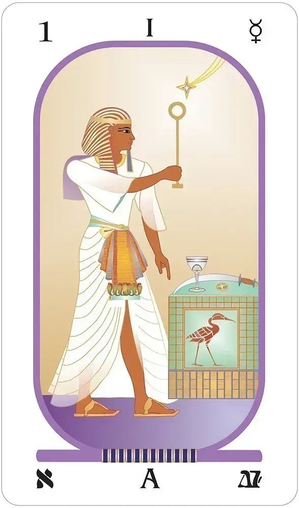 Brotherhood of Light Tarot cards spread showing full-color Egyptian artwork and Doris Chase Doane astrology system
