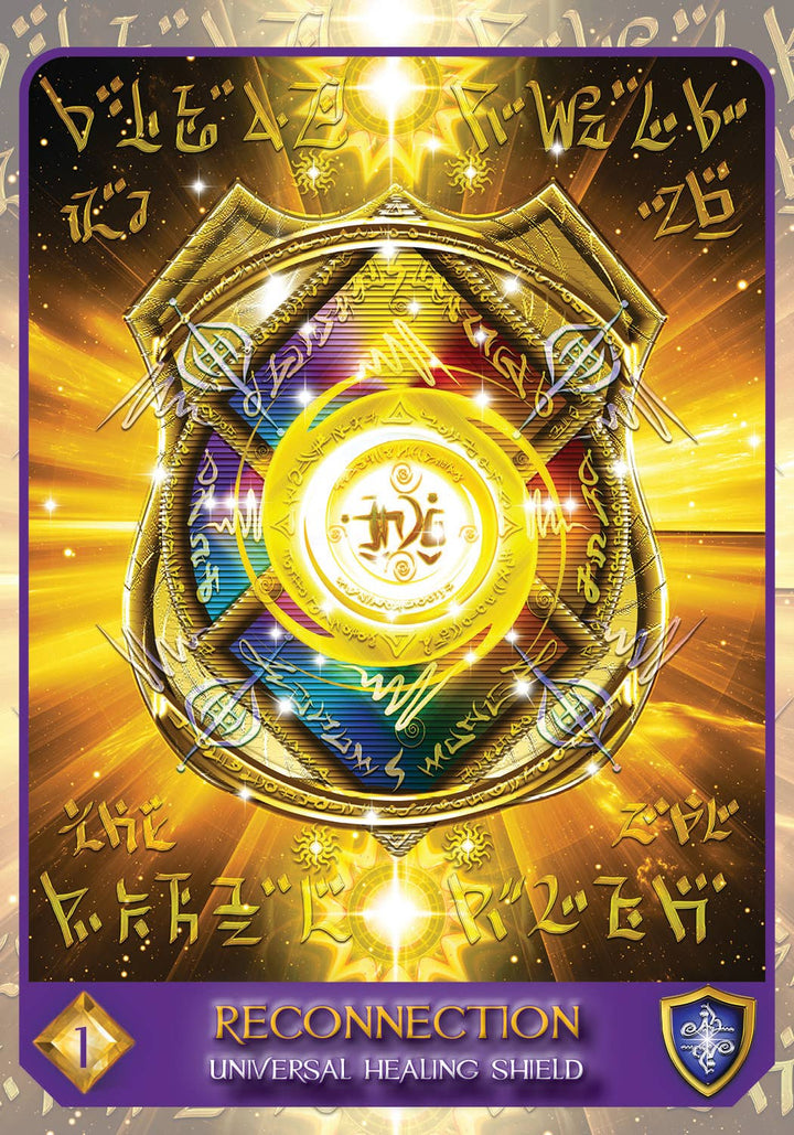 Healing Shield card Reconnection from Celestial Frequencies Oracle deck for energetic protection