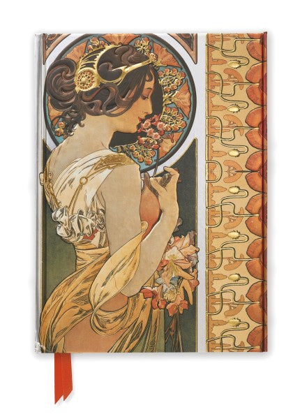 Alphonse Mucha Cowslip Art Nouveau pocket journal – embossed foil hardcover with magnetic closure, Flame Tree