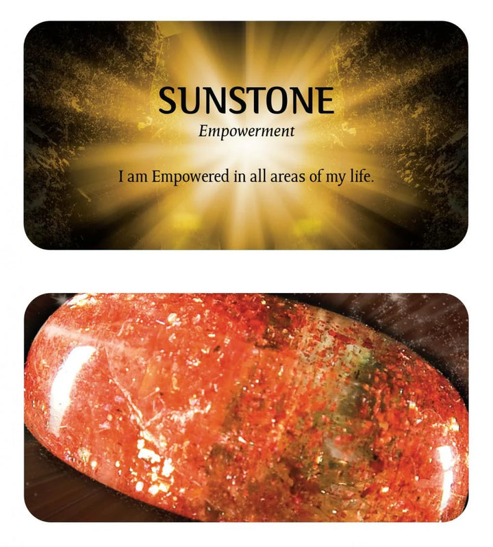 Crystal Wisdom Sunstone card — Empowerment affirmation "I am Empowered in all areas of my life" by Rachelle Charman