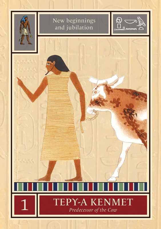 Egyptian Star Oracle cards displaying authentic ancient Egyptian decan artwork from 2400 BC featuring Tepy-a Kenmet
