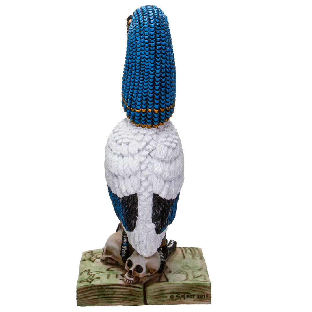 Rear three-quarter view of Egyptian Thoth figurine showing sculptural depth and cold cast resin detail