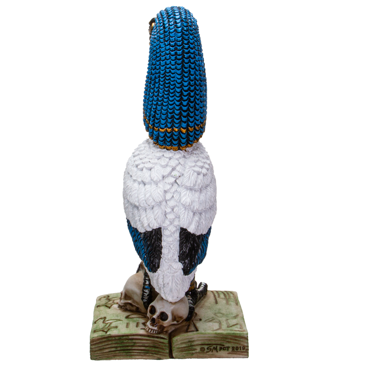 Rear three-quarter view of Egyptian Thoth figurine showing sculptural depth and cold cast resin detail