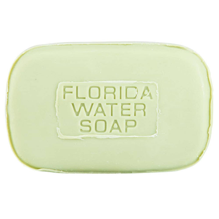 Close-up of Florida Water energy clearing soap bar showing citrus-floral formula