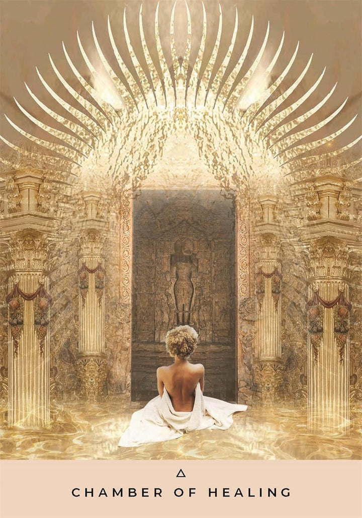 Chamber of Healing card from The Inner Temple Oracle deck by Rebecca Campbell, artwork by intuitive spiritual artist Katie-Louise