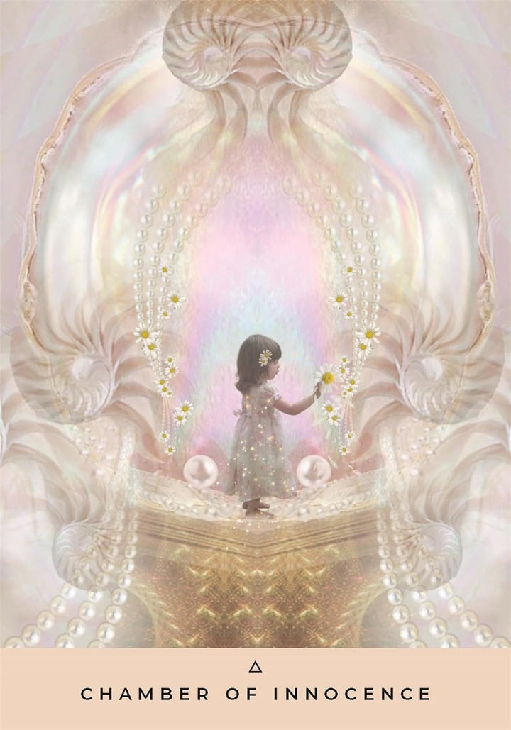 Chamber of Innocence card from The Inner Temple Oracle deck by Rebecca Campbell, artwork by intuitive spiritual artist Katie-Louise
