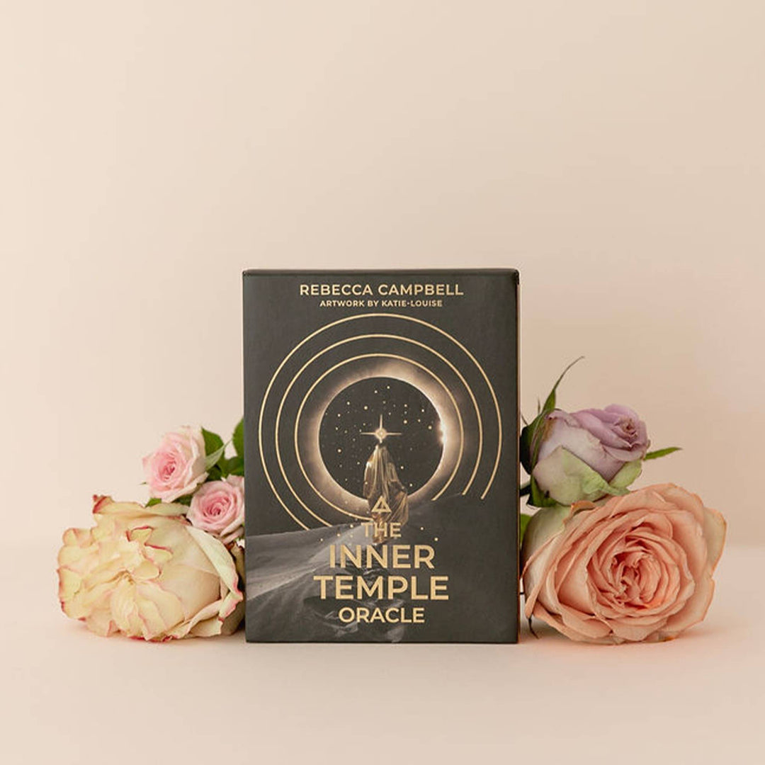 The Inner Temple Oracle 44-card deck box by Rebecca Campbell, featuring fold-out stand design and spiritual artwork by Katie-Louise