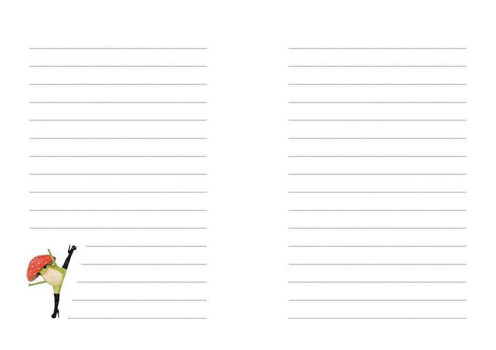Premium 98gsm cream lined paper pages in Little Frog notebook, prevents ghosting and bleed-through
