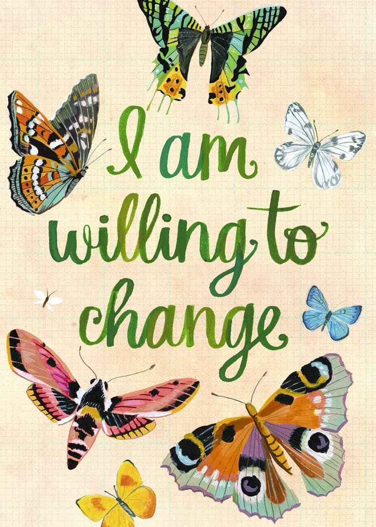 Louise Hay Power Thought Card I am Willing to Change example card