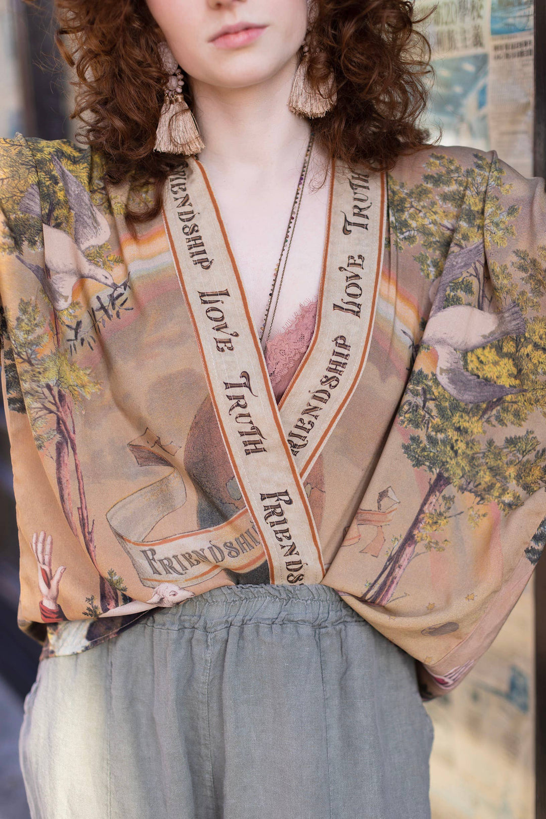 Market of Stars Friendship Love and Truth kimono styled as a thoughtful boho gift