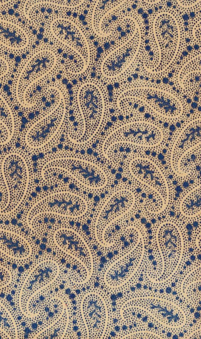 Minchiate Fiorentine Tarot card back featuring an intricate antique blue paisley and dotwork pattern on aged cream stock
