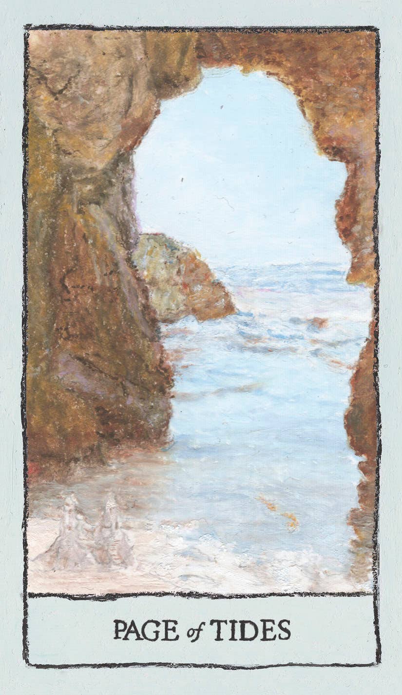 Page of Tides card from Mindscapes Tarot by John A. Rice — oil pastel tarot deck