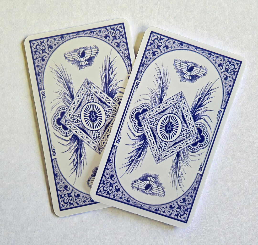 Back design of vintage Miss Cleo Tarot Power Deck cards from 2001 new old stock collection