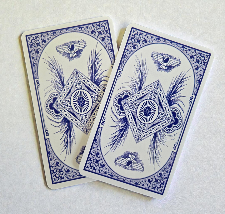 Back design of vintage Miss Cleo Tarot Power Deck cards from 2001 new old stock collection