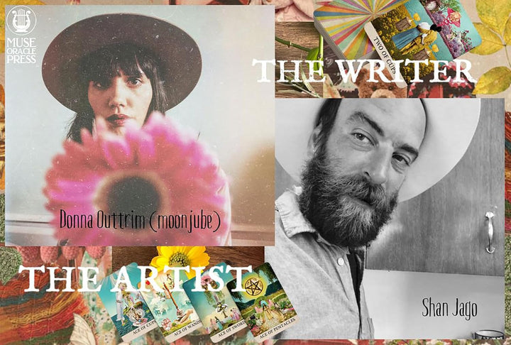 Moonjube Tarot Deck creators — collage artist Donna Outtrim and poet Shan Jago