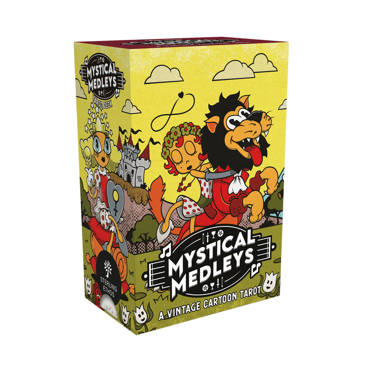 Mystical Medleys vintage cartoon tarot deck box featuring 1930s rubber-hose animation style by Hachette Book Group