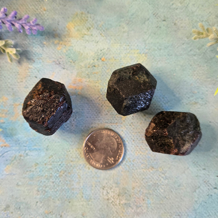 Natural rough garnet crystal medium size, raw unpolished healing stone, reddish-brown