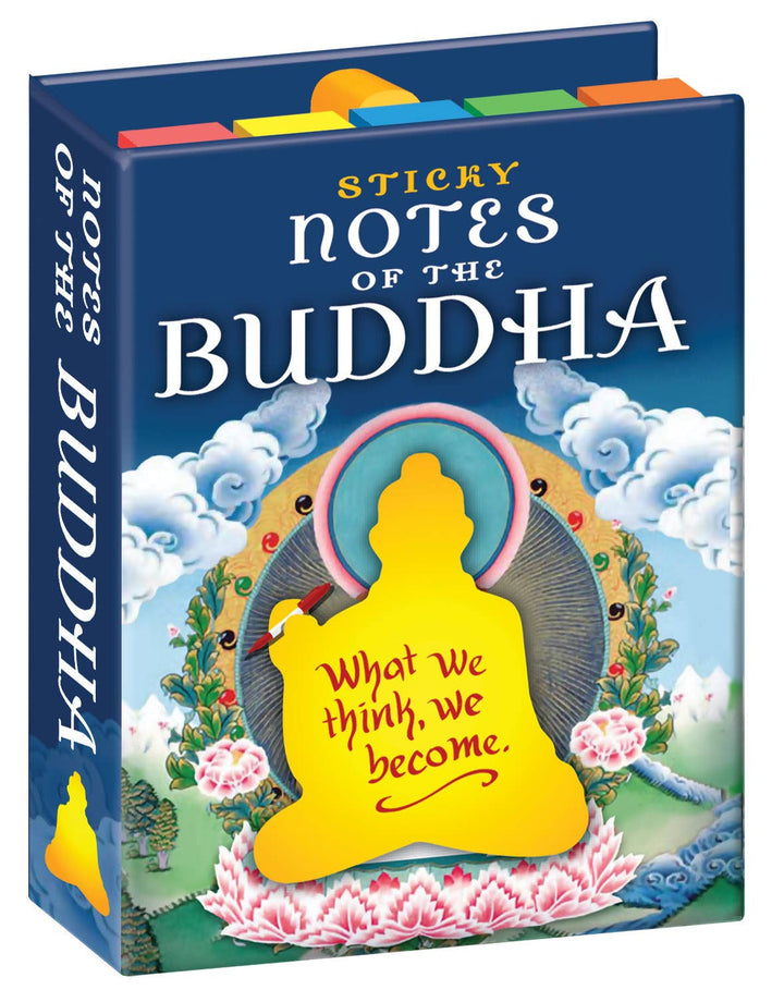 Notes of the Buddha novelty sticky notes booklet with colorful tabbed pages and golden Buddha silhouette on blue cover