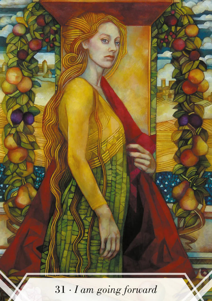 I am going forward affirmation card featuring empowered woman portrait