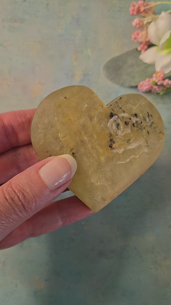 Golden Mica Heart Crystal | Solar Plexus Confidence &amp; Clarity Stone