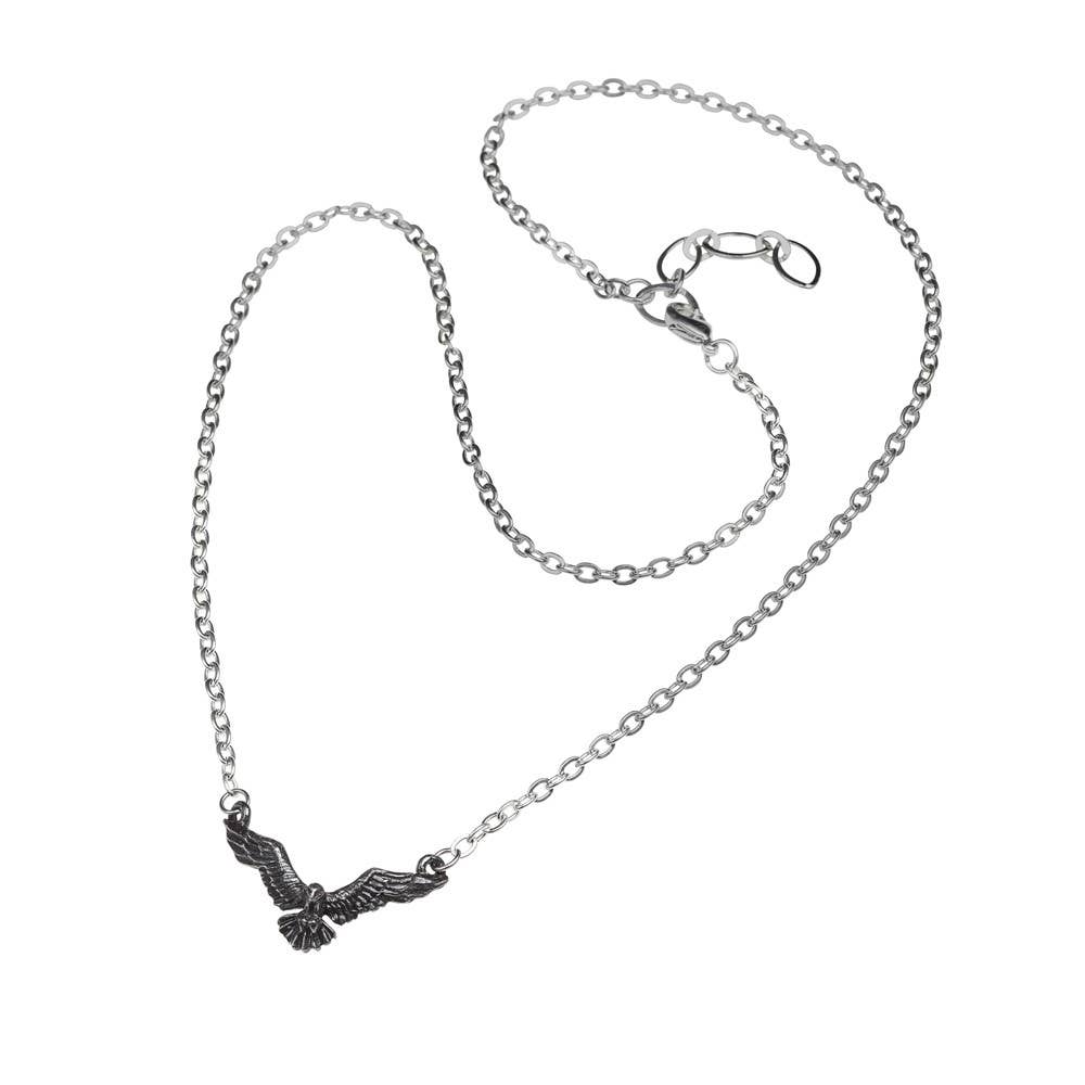 Ravenett flying raven pendant on split trace chain - delicate gothic necklace with adjustable length